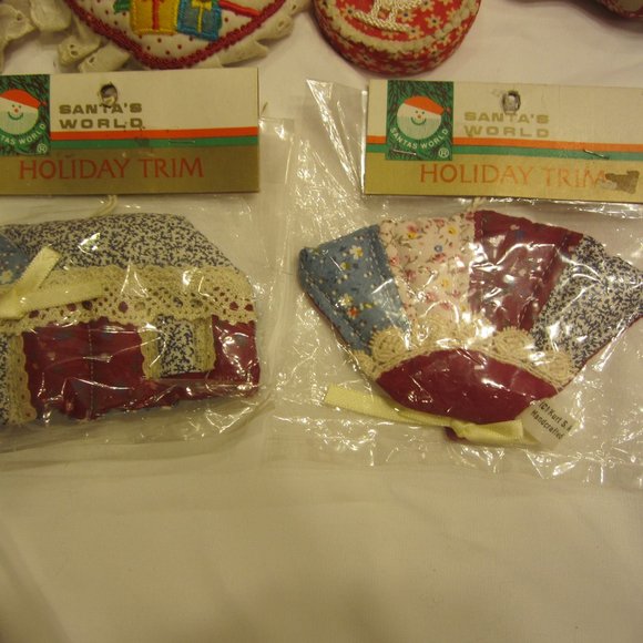 VTG 60's TO 80's FABRIC ORNAMENTS, SET OF 13, GREAT TREE ACCENTS - Picture 5 of 7